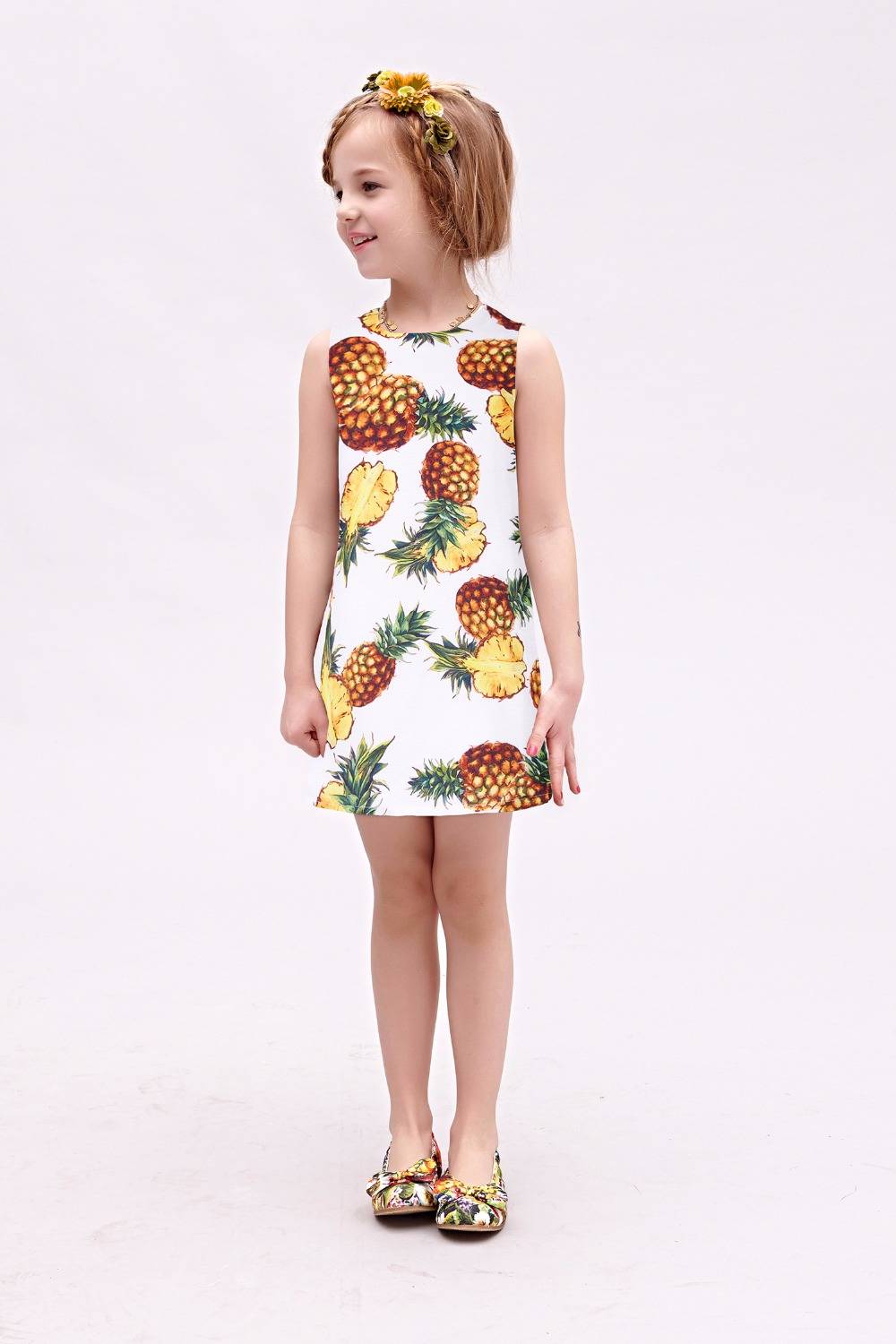 Girl's Summer Pineapple Printed Dress Girl's Summer Pineapple Printed Dress