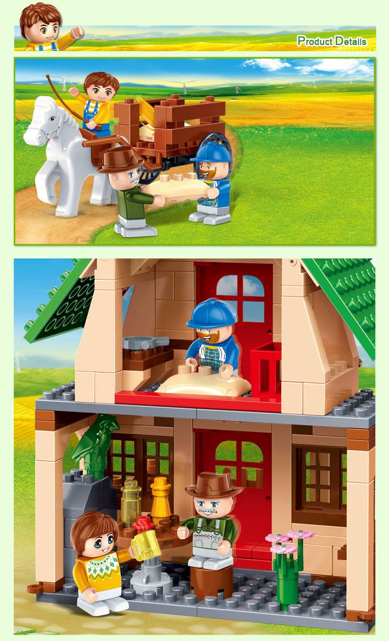 Happy Farm House Tractor and Cart Block Set Happy Farm House Tractor and Cart Block Set